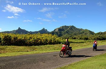 mopeds on the inland road of Rarotonga Island